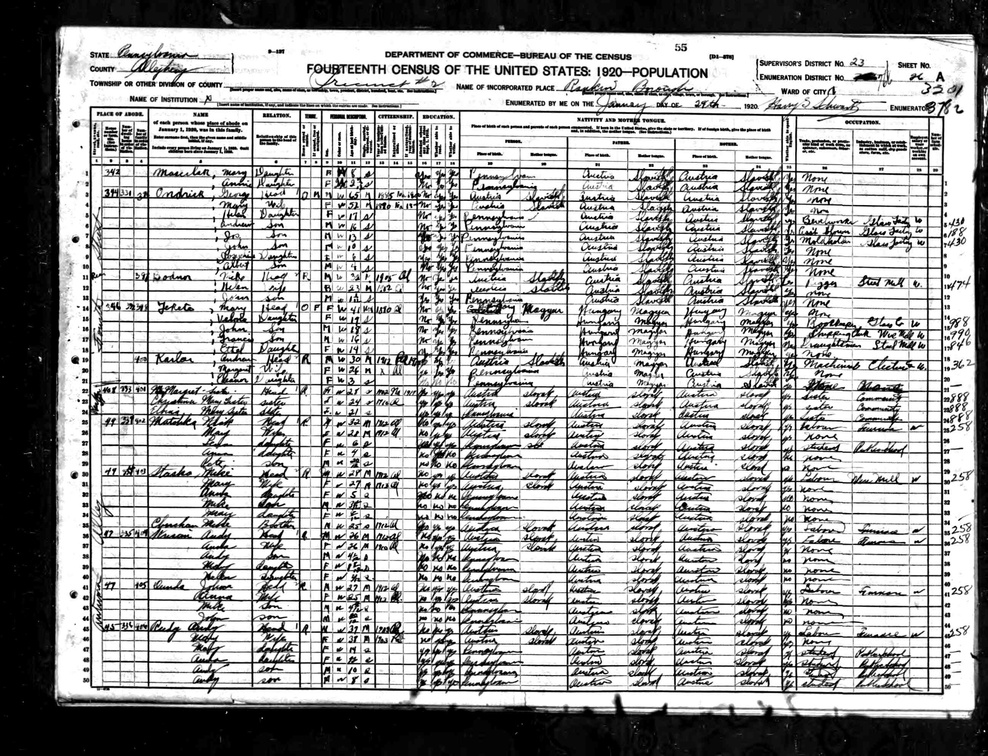 Census  Ohio 1920 1